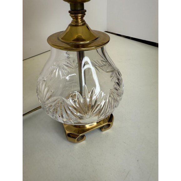 Waterford Cut Crystal Table Lamp with Solid Brass Footed Base + Shade - Picture 3 of 16